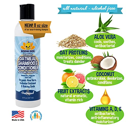 Organic Natural Oatmeal Dog Shampoo and Conditioner | Conditioning Deodorizing Formula for Dogs Cats & Pets | Treatment Wash Soothes Dry Itchy Skin | Aloe for Allergy Relief