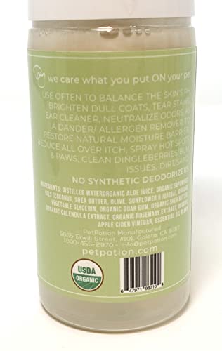 PetPotion No Rinse, Waterless, Spray Misting Shampoo for Dogs| USDA Organic| Reusable & Refillable (Balance - Essential Oil Blend with Apple Cider Vinegar - 5.5 oz)