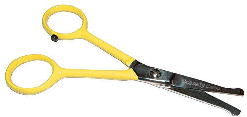 Scaredy Cut Tiny Trim - Ball-Tipped 4.5" Small Pet Grooming Safety Scissor - Ear, Nose, Face, Paw - for Cats and Dogs, Yellow