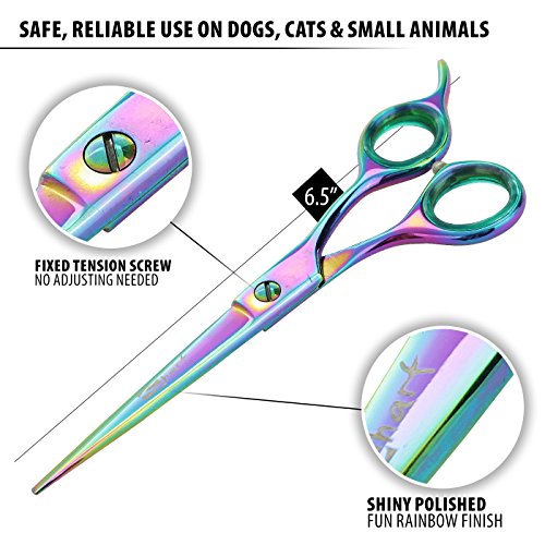6.5 Inch Straight Rainbow Pet Scissors for Grooming Small Dogs - Professional Precision & Stunning Results - Comfortable Design - Trusted by Grooming Pros - Dog Shears - Ideal Scissors for Pet