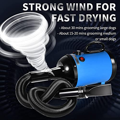 AIIYME Dog Dryer, 4.3HP/3200W Dog Hair Dryer Dog Pet Grooming Blow Dryer with Adjustable Airflow Speed and Temperature, 78 in Flexible Hose, 4 Nozzles, Pro High Velocity Dryer/Blower for Dogs
