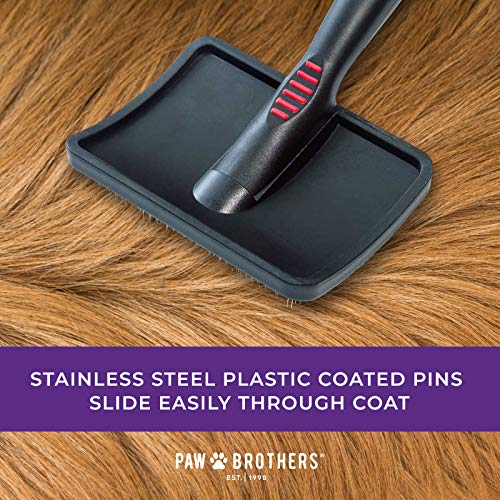 Ryan's Pet Supplies Paw Brothers Coated Pin Curved Slicker Brush for Dogs, Large