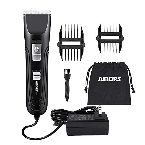 AIBORS Dog Clippers Shaver 12V High Power for Thick Heavy Coats Quiet Plug-in Pet Electric Professional Hair Grooming Clippers kit with Guard Combs Brush for Dogs Cats and Other Animals