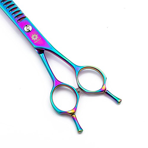6.5"/8.0'' Professional Japanese Steel Twin Tail Downward Curved Pet Grooming Thinning/Blending Scissors Dog&cat Grooming Chunkers Shear (B-6.5 inch-Chunker)
