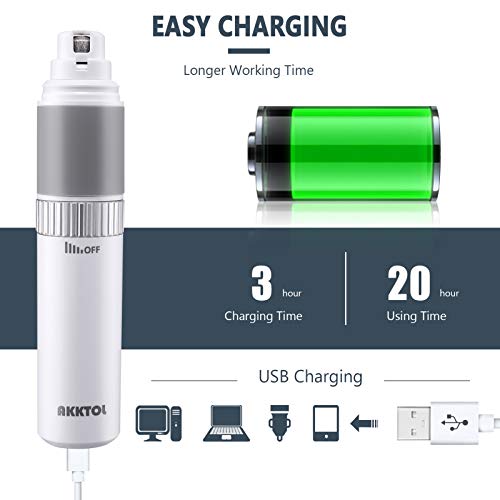 AKKTOL Dog Nail Grinder, Low Noise Dog Nail Trimmer Dog Nail File for Dog and Cat, 20H Working Time Rechargeable Painless Step-Less Speed Regulation Dog Nail Grinder