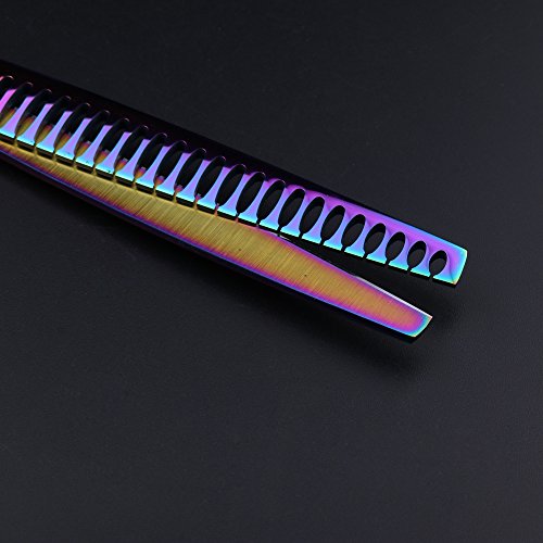 Purple Dragon 8.0 inch Multicolor Professional Pet Grooming Scissors - Dog Chunker Shears - Adult Animal Thinning Hair Trimmer for Pet Groomer or Family DIY