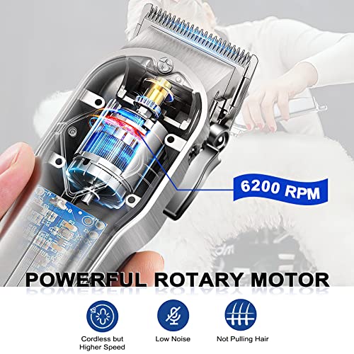 AIBORS Dog Clippers for Grooming for Thick Coats Heavy Duty Low Noise Rechargeable Cordless Pet Hair Grooming Clippers