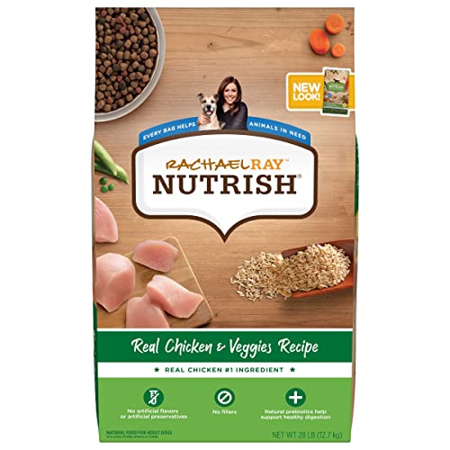 Rachael Ray Nutrish Chicken & Veggies 40 Pounds Dry Dog Food (Packaging May Vary) + Chicken Recipe 11 Count Soup Bones Bundle