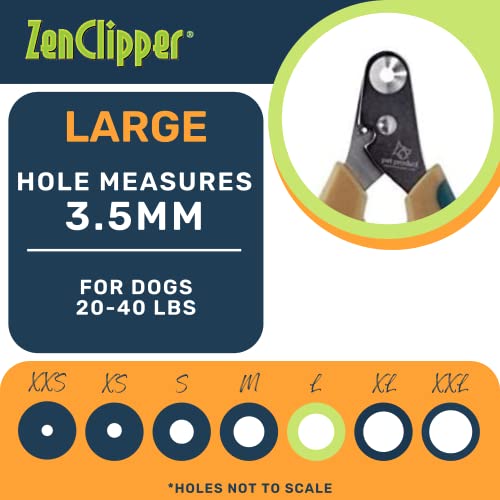 Zen Clipper Dog Nail Clippers for Dogs Between 20-40 Pounds â The Worry-Free Grooming Nail Clippers, Avoid Painful Overcutting â Stress, Injury-Free Nail Cutting â 3.5mm Hole