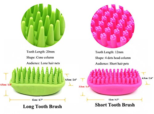 YUSENPET Dog Shampoo Brush, Anti-Skid Rubber Dog Cat Pet Mouse Grooming Shower Bath Brush Massage Comb for Long & Short Hair Medium Large Pets Dogs Cats (Long Hair Green)
