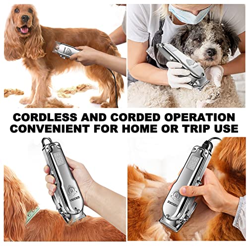 AIBORS Dog Clippers for Grooming for Thick Coats Heavy Duty Low Noise Rechargeable Cordless Pet Hair Grooming Clippers