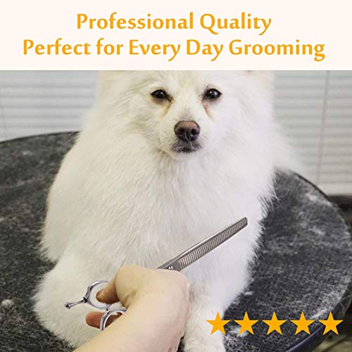 7 Inch Multipurpose Pet Dog Grooming Scissors, Combines Cutting, Thinning, Blending and Texturizing Features, Reversible Pet Trimming Shears for Right Handed Groomers, JP 440C