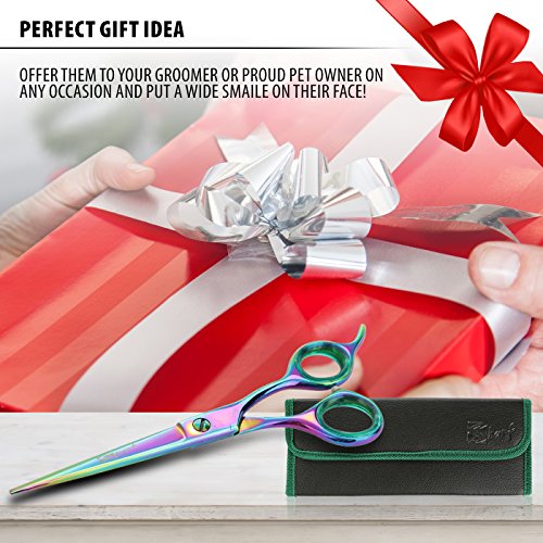6.5 Inch Straight Rainbow Pet Scissors for Grooming Small Dogs - Professional Precision & Stunning Results - Comfortable Design - Trusted by Grooming Pros - Dog Shears - Ideal Scissors for Pet