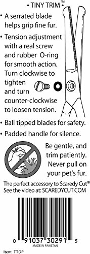 Scaredy Cut Tiny Trim - Ball-Tipped 4.5" Small Pet Grooming Safety Scissor - Ear, Nose, Face, Paw - for Cats and Dogs, Yellow