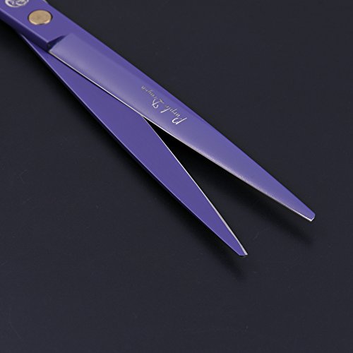 Purple Dragon 8.0 inch Professional Dog Grooming Hair Cutting Scissor &Curved Scissor&Chunker Shear Kit with Bag - for Pet Groomer or Family DIY Pet Use