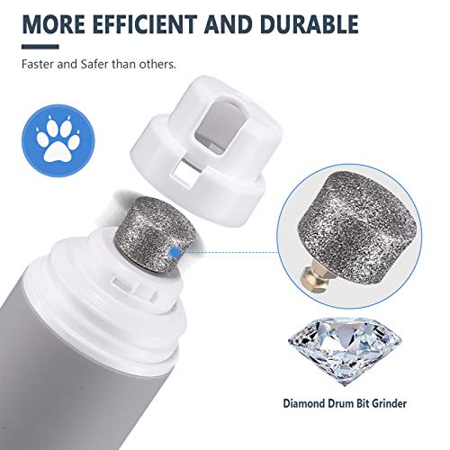 AKKTOL Dog Nail Grinder, Low Noise Dog Nail Trimmer Dog Nail File for Dog and Cat, 20H Working Time Rechargeable Painless Step-Less Speed Regulation Dog Nail Grinder