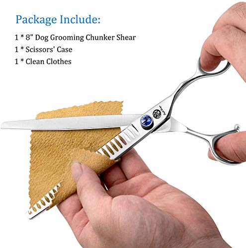 Purple Dragon Pet Dog Cat Grooming Chunker Scissor Shears 8.0 INCH Thinning Scissors with Leather Bag