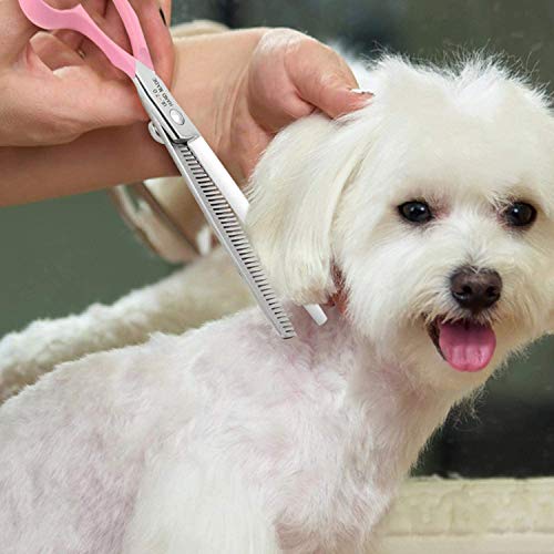 7 Inch Thinning Dog Grooming Scissors, 42 Teeth Professional Thinning Shears for Dog, Cat, Pet, 440C Japanese Stainless Steel with Double Finger Rest Blending, Trimming, Cutting Scissors for Groomer
