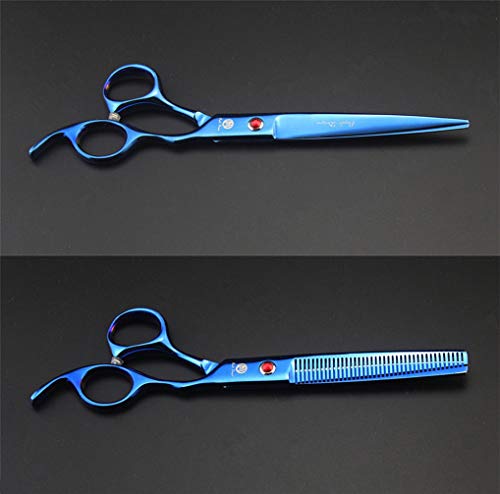 Purple Dragon Professional 7.0 inch 4PCS Pet Grooming Scissors Kit Japan Premium Steel Straight & Curved & Thinning Blade Dog Hair Cutting Shears Set with Case