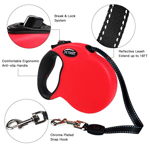 PETDOM Pet Hair Remover Brush - Integrated Sturdy Handle Double Sided with Self-Cleaning Base - Dog Cat Fur & Lint Removal for Clothes, Couch, Furniture (Red)