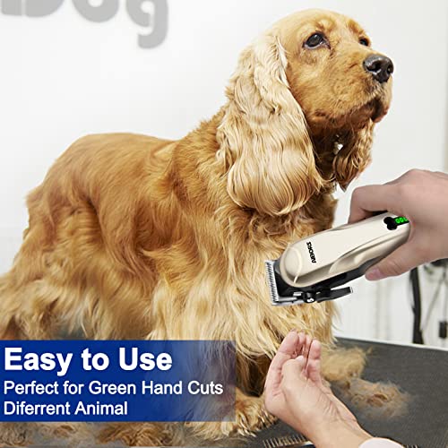 AIBORS Dog Clippers for Grooming for Thick Coats Heavy Duty Low Noise Rechargeable Cordless Pet Hair Grooming Clippers, Professional Dog Grooming Kit Dog Trimmer Shaver for Small Large Dogs Cats Pets