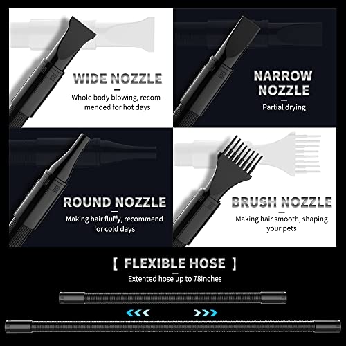 AIIYME Dog Dryer, 4.3HP/3200W Dog Hair Dryer Dog Pet Grooming Blow Dryer with Adjustable Airflow Speed and Temperature, 78 in Flexible Hose, 4 Nozzles, Pro High Velocity Dryer/Blower for Dogs