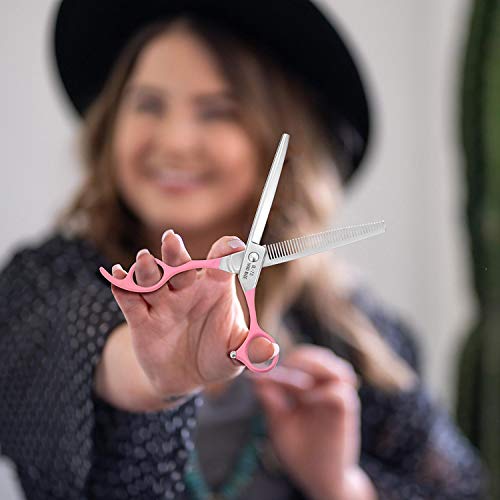 7 Inch Thinning Dog Grooming Scissors, 42 Teeth Professional Thinning Shears for Dog, Cat, Pet, 440C Japanese Stainless Steel with Double Finger Rest Blending, Trimming, Cutting Scissors for Groomer