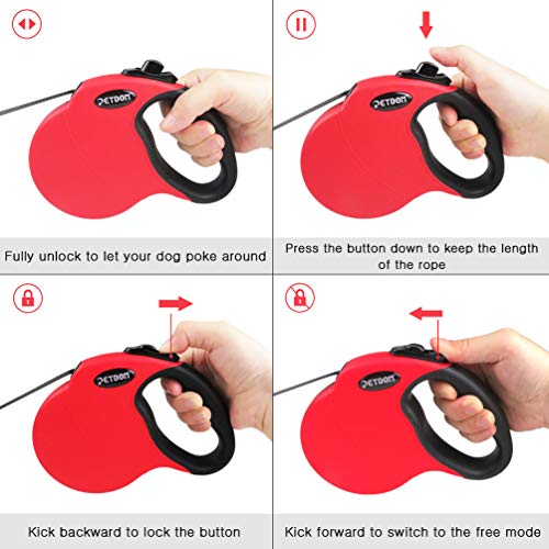 PETDOM Pet Hair Remover Brush - Integrated Sturdy Handle Double Sided with Self-Cleaning Base - Dog Cat Fur & Lint Removal for Clothes, Couch, Furniture (Red)