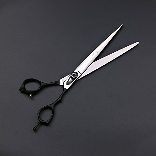 Purple Dragon Professional 7/ 8.0 inch Flexible Lacquer Black Handle Pet Grooming Hair Cutting Scissor and Dog Chunker Shear - Japan 440C Stainless Steel Perfect for Pet Groomer (cutting scissor)