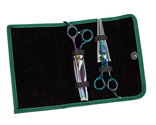 Professional Dog Groomer Kit - Rainbow Straight Scissor and 42 Teteth Thinning Shears Pet - Trust the Quality and Expertise -Unmatched Precision and Comfort - Flawless Results - Gromming Dogs Kit