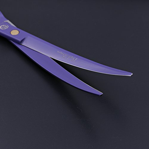 Purple Dragon 8.0 inch Professional Dog Grooming Hair Cutting Scissor &Curved Scissor&Chunker Shear Kit with Bag - for Pet Groomer or Family DIY Pet Use