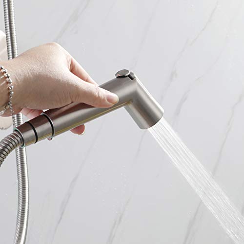 SUMERAIN Dog Shower Attachment, Pet Shower Sprayer for Dogs and Cats, Solid Brass Shower Arm Diverter and Flow regulating Sprayer, 8 Feet Extra Long Hose, Brushed Nickel Finish