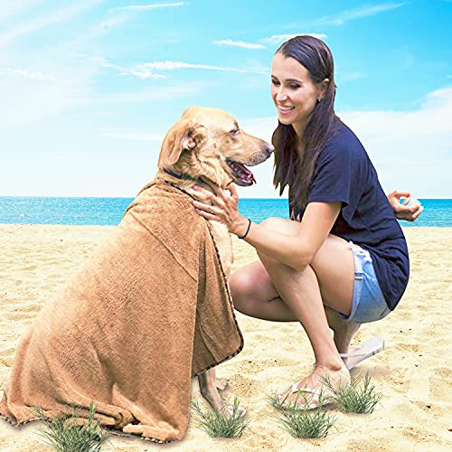 2 Pack Microfiber Bath and Beach Towel for Pets by- ScrubIt - Super Absorbent and Quick Drying - Perfect for Large, Medium, Small Dogs and Cats