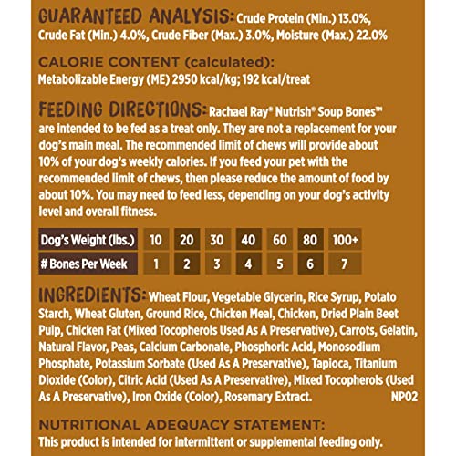 Rachael Ray Nutrish Chicken & Veggies 40 Pounds Dry Dog Food (Packaging May Vary) + Chicken Recipe 11 Count Soup Bones Bundle