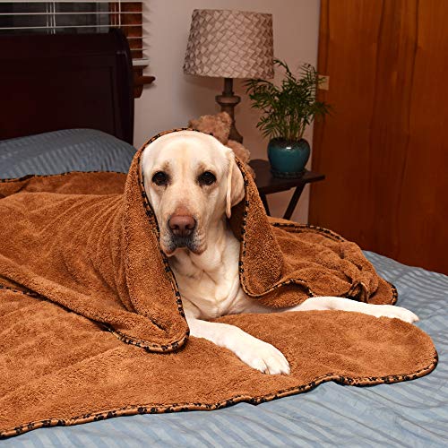 2 Pack Microfiber Bath and Beach Towel for Pets by- ScrubIt - Super Absorbent and Quick Drying - Perfect for Large, Medium, Small Dogs and Cats