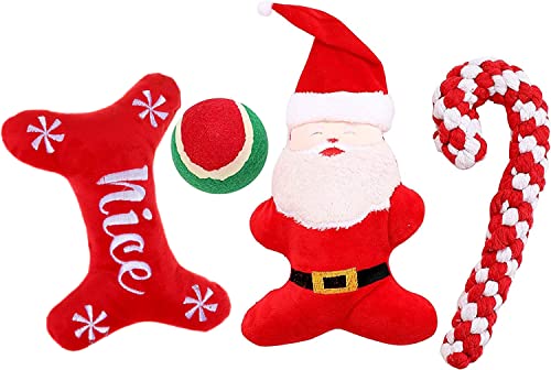 JPB 4 Pack Christmas Dog Toys for Small Dogs,Xmas Dog Gifts
