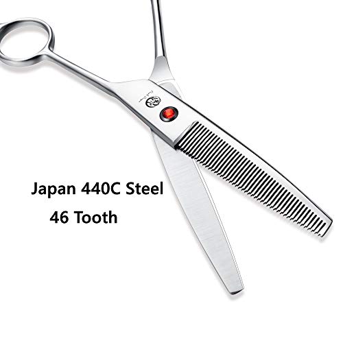 Purple Dragon Professional Pet Grooming Shears Dog/Poodle Cutting/Blending/Thinning/Chunker Scissors with Leather Bag for Pet Groomer