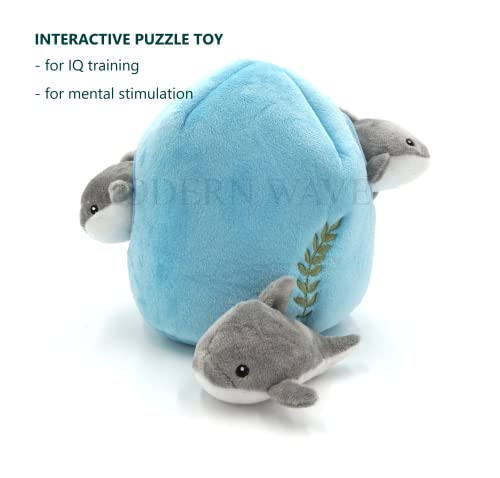 MODERN WAVE - Squeaky Plush Dog Toy - Interactive Hide and Seek Squirrel Type Puzzle Toy for Dogs, Small - Medium Size