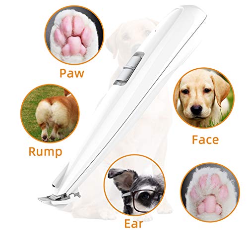 Electric Dog Paw Fur Trimmer Cordless Ear Hair Clipper Small Cats Dogs Clippers Light up Puppy Grooming Clippers 2 Speeds Rechargeable Cat Trimmer Quiet Grooming for Paw Eyes Ears Face Rump Easter