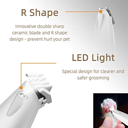 Electric Dog Paw Fur Trimmer Cordless Ear Hair Clipper Small Cats Dogs Clippers Light up Puppy Grooming Clippers 2 Speeds Rechargeable Cat Trimmer Quiet Grooming for Paw Eyes Ears Face Rump Easter