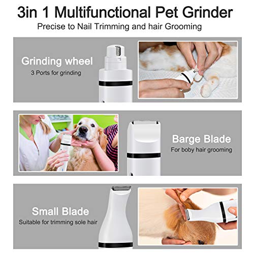 One To One Dog Nail Grinder Quiet Electric Dog Nail Trimmer Kit for Dogs & Cats, 3 in 1 Multi-Function, Portable & Rechargable, Painless Paws Grooming & Smoothing for Small Medium Large Dogs & Cats