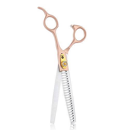 Dream Reach 7 Inches Professional Pet Grooming Scissors, 440C Japanese Steel Straight & Curved & Thinning & Chunker Shears/Scissors for Dog Cat and More Pets