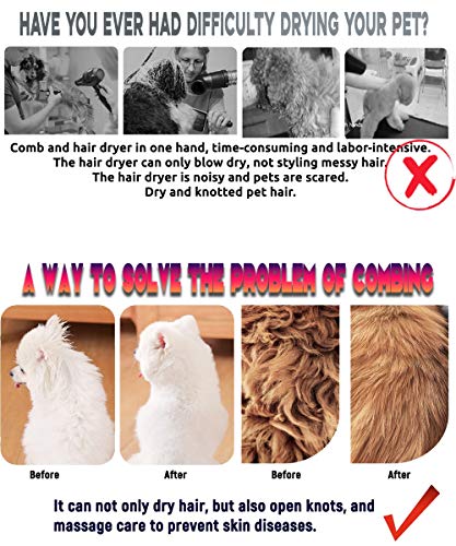 Pet Hair Dryer, Pet Hair Dryer Comb,Pet Grooming Hair Dryer with Comb, Adjustable Temperature and Low Noise, 2 in 1 Portable Home Pet Care for Dogs and Cats