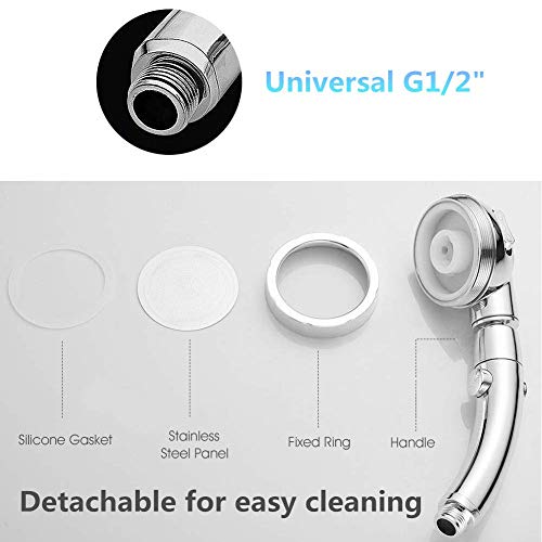 Handheld Shower Head with 59Inch Stainless Steel Hose and Adjustable Holder-360 Degree Rotating Adjustable High Pressure Water Saving Showerhead with On/Off Switch 3 Spray Modes RV Bathroom Shower Set