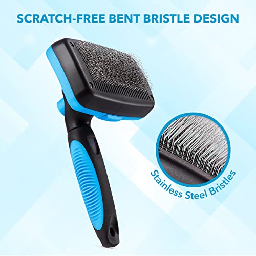 BOSHEL Dog Slicker Brush - Self Cleaning Brush - Cat & Dog Grooming Brush for Small, Medium & Large Pets - Pet Slicker Brush for Detangling Hair, Removing Matted Fur, Combing Undercoats & Dog Massage