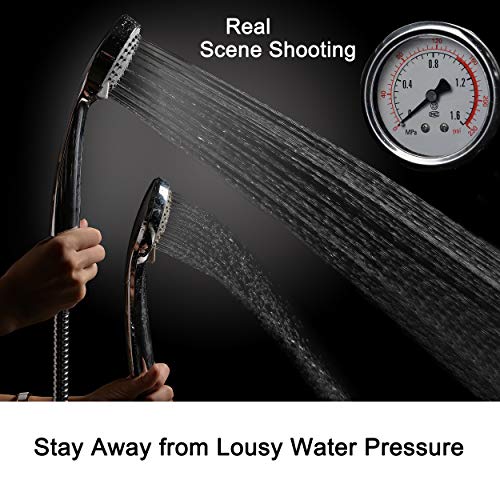 High Pressure Handheld Shower Head with Powerful Shower Spray against Low Pressure Water Supply Pipeline, Multi-functions, w/ 79'' Hose, Bracket, Flow Regulator, Chrome Finish