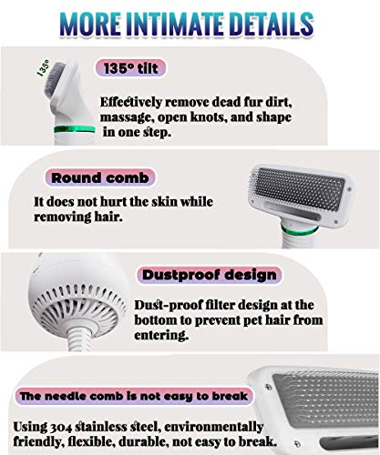 Pet Hair Dryer, Pet Hair Dryer Comb,Pet Grooming Hair Dryer with Comb, Adjustable Temperature and Low Noise, 2 in 1 Portable Home Pet Care for Dogs and Cats