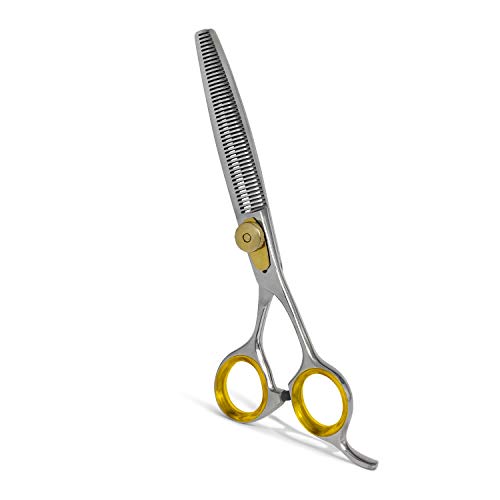 Sharf Pet Thinning Shears Gold Touch 7" 46-Tooth Professional Dog Grooming Scissors, Slim Pointed Tip Shear, Sharp 440c Japanese Stainless Steel Dog Thinning Scissors.
