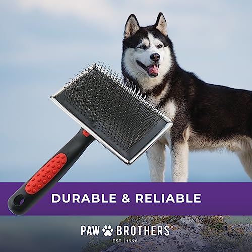 Paw Brothers Slicker Dog and Cat Grooming Brush for Professional Pet Groomers - Easy To Use - Comfortable - Removes Long and Loose Hair