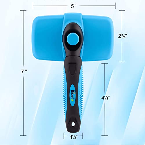 BOSHEL Dog Slicker Brush - Self Cleaning Brush - Cat & Dog Grooming Brush for Small, Medium & Large Pets - Pet Slicker Brush for Detangling Hair, Removing Matted Fur, Combing Undercoats & Dog Massage